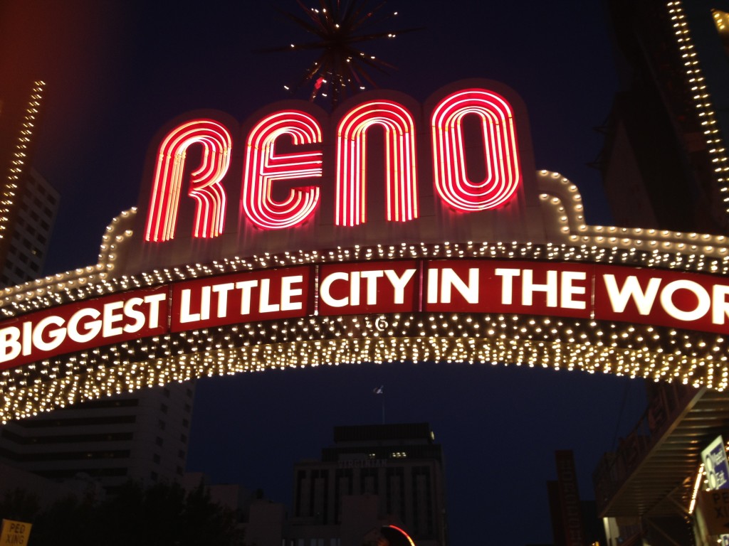reno sign over main street at night