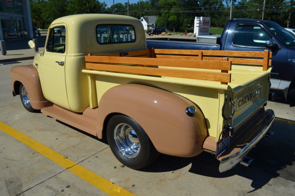 1952 Chevy 3100 pickup, rear low angle