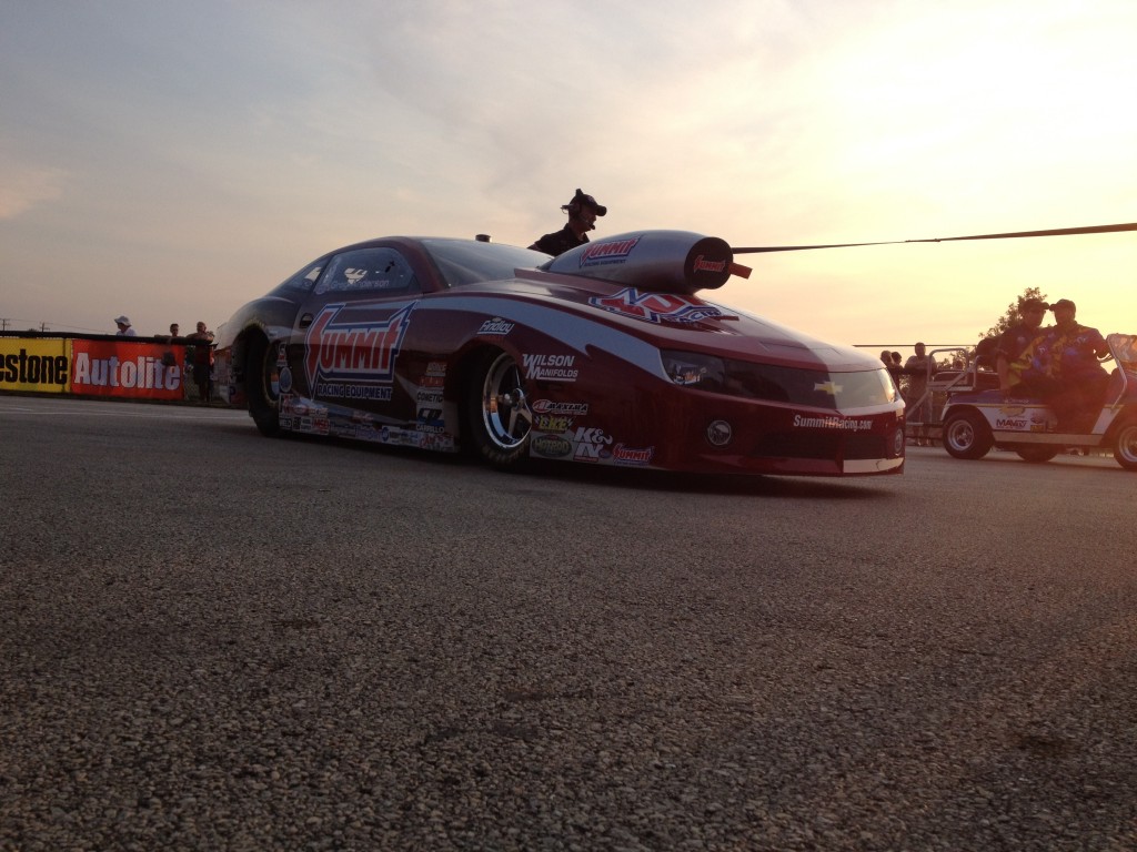 Greg Anderson's NHRA Pro Stock Camaro at sunset