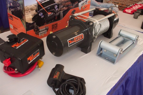 mile marker winch display at automotive trade show