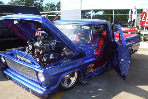 Blue Chevy hot rod pickup truck