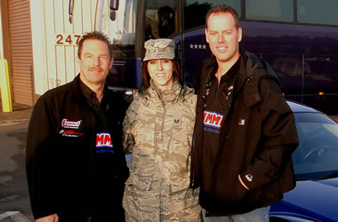 Jason Line and Greg Anderson with military servicewoman