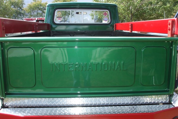 rear view of a vintage international truck tailgate