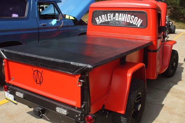 rear view of a custom willys pickup truck