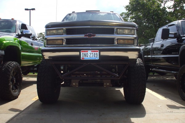 front view of a lifted chevy suburban 4x4 SUV