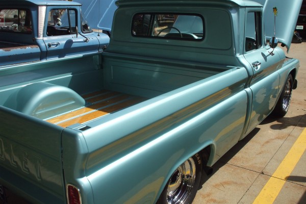custom vintage chevy pickup truck with wood bed
