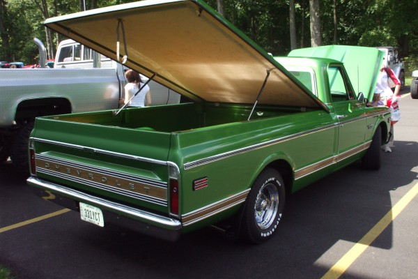 vintage green 1960s chevy pickup truck
