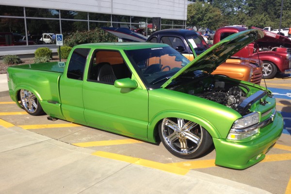 green lowrider chevy s10 truck