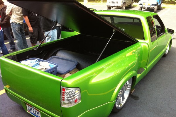 rear view of bed in a customized s10 sport truck