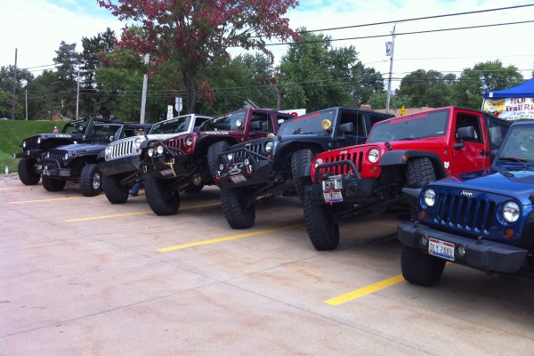 jeeps in a row at a car show