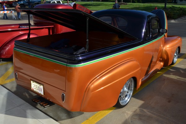 rear view of customized hot rod truck