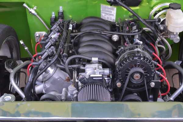 gm ls engine in a customized vintage pickup truck
