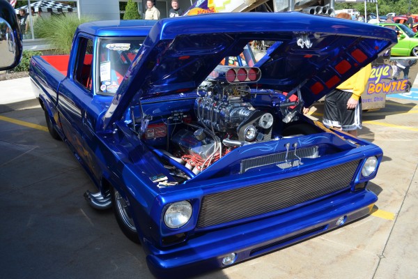 vintage ford truck with a supercharged v8 engine