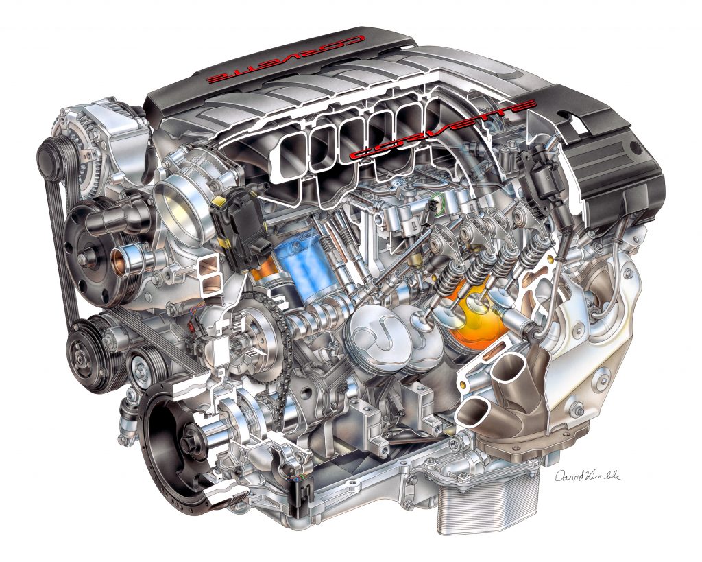 cutaway drawing of a gm lt-4 engine