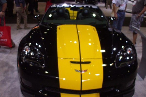 blurry picture of a corvette at SEMA show 2012
