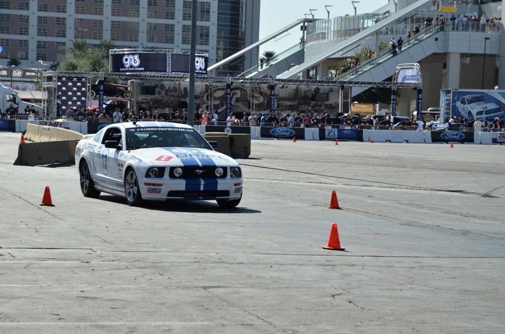 ford mustang on autocross course