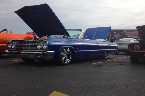 Blue Chevy Impala convertible