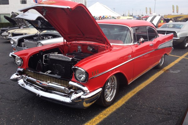 Red 1957 Chevy hot rod