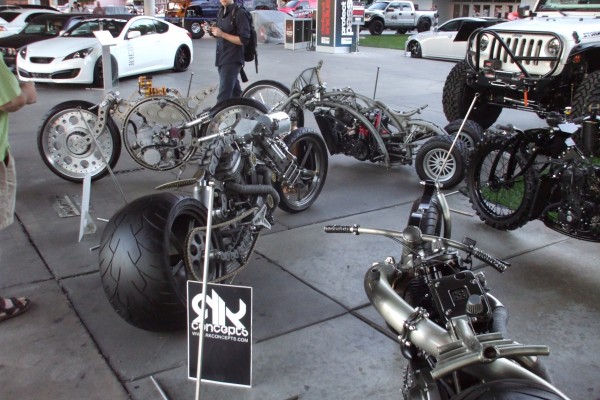 wild custom motorcycles on display at SEMA 2012
