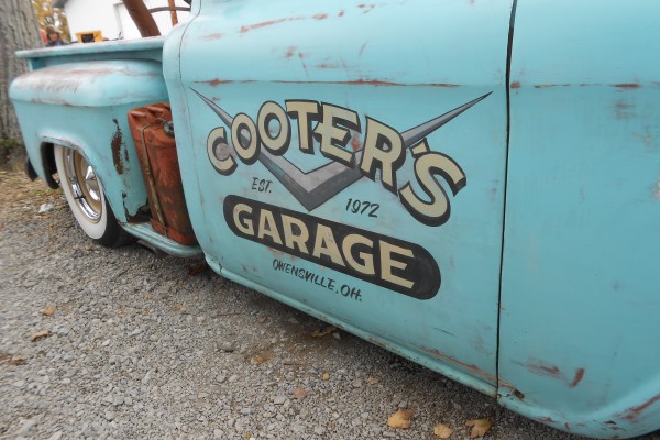 cooter's garage door paint on a vintage chevy truck