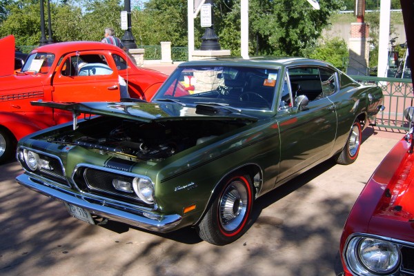 vintage 1969 plymouth barracuda at a car sow