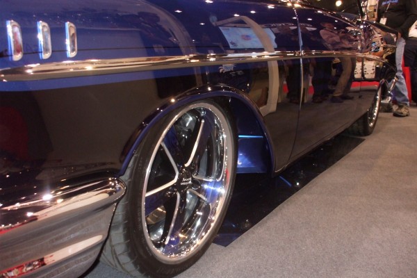 close up of a custom wheel on a show car