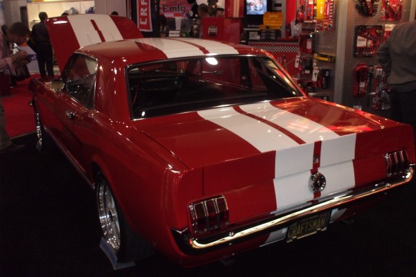 rear view of a notchback custom ford mustang coupe at 2012 SEMA show