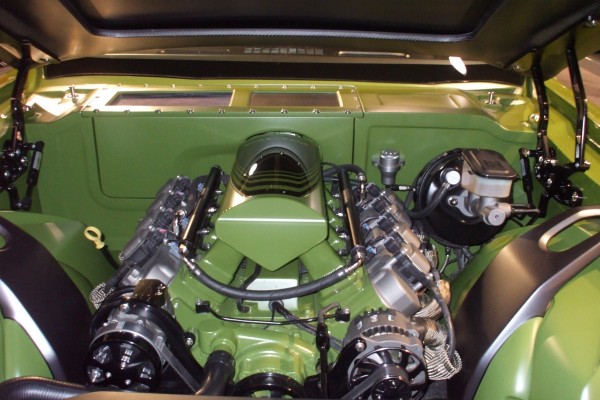 customized ls engine in a classic show car