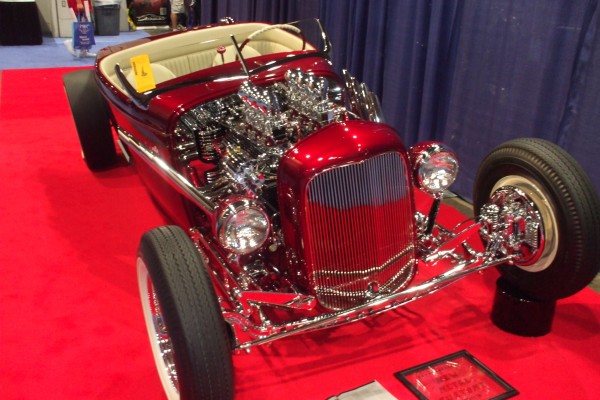 customized hot rod roadster on display at 2012 SEMA show