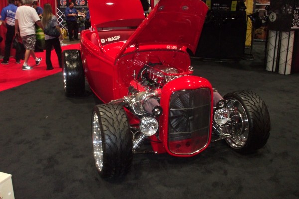 vintage red rod rod roadster on display at 2012 SEMA show