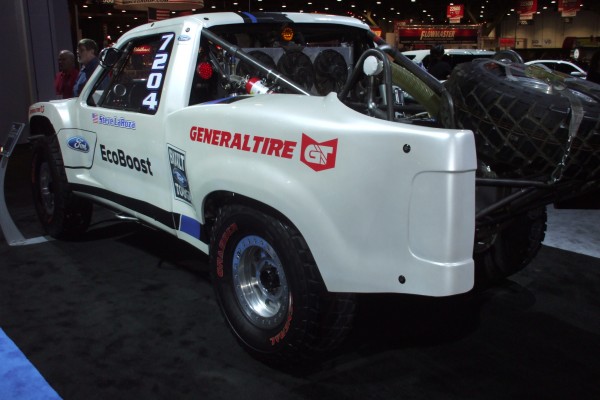 rear view of a ford stadium truck on display at 2012 SEMA show