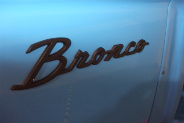 close up of bronco emblem