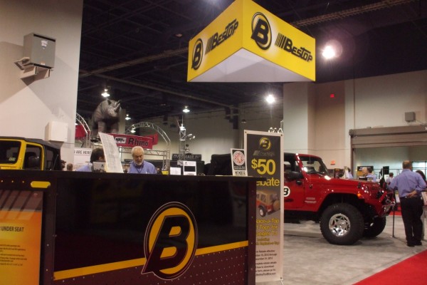Jeeps and Jeep parts at the Bestop SEMA booth