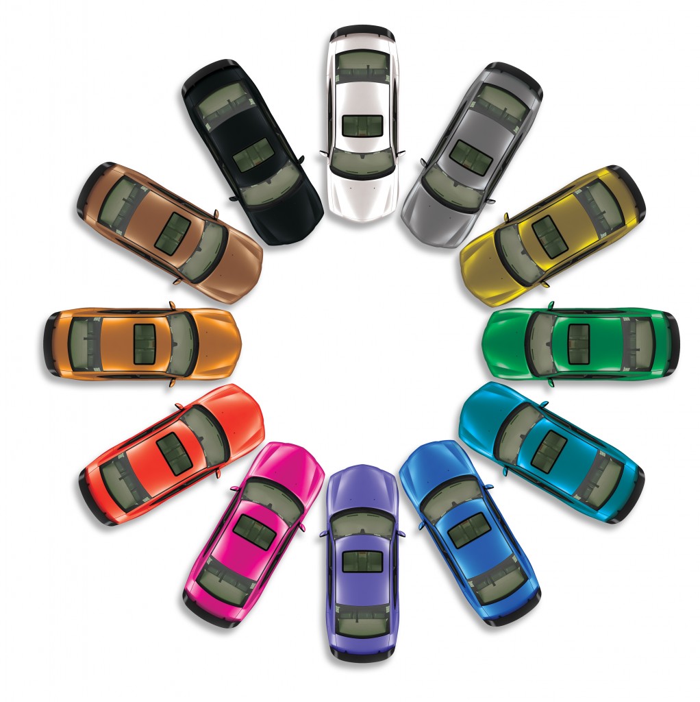 collection of multi colored cars arranged in a circle