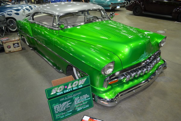 green customized 1954 chevy bel air