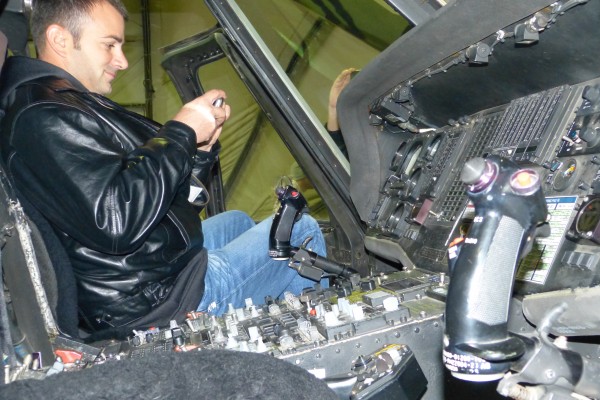nhra driver in cockpit of military helicopter