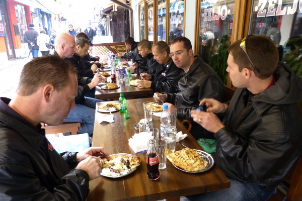 nhra drivers eating dinner during overseas military visit