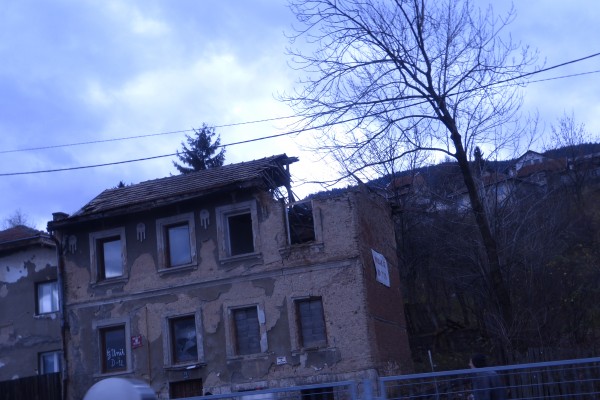 building damaged during siege of Sarajevo
