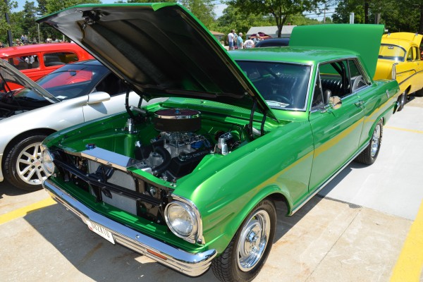 green chevy 2 hot rod muscle car