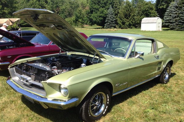 green 1967 ford mustang fastback coupe