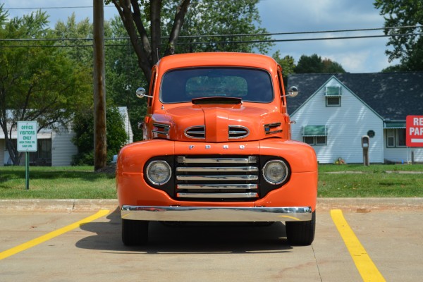 front grille head-on shot of a 1948 Ford F-1 Truck
