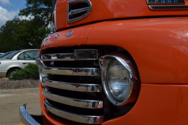 front grille and headlights of a 1948 Ford F-1 Truck