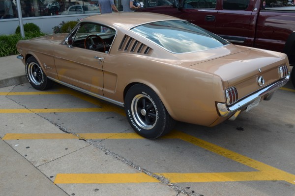 rear quarter shot of a 1965 ford mustang fastback