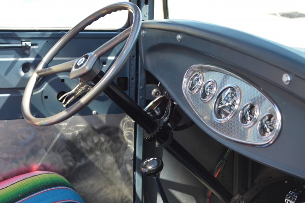 interior and dash of a 1931 Ford Hot Rod
