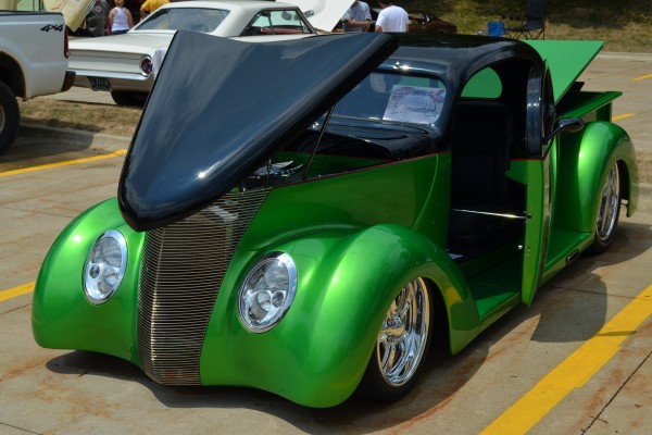 green customized hot rod truck