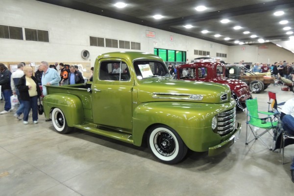 green ford custom f series pickup truck