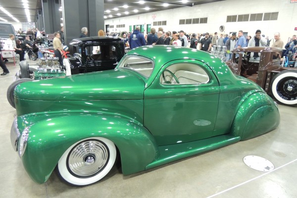 green custom prewar hot rod coupe