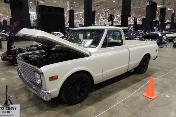 white 1972 chevy c10 custom show truck