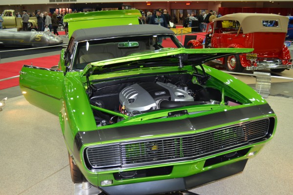 green chevy camaro rs convertible with LS swap