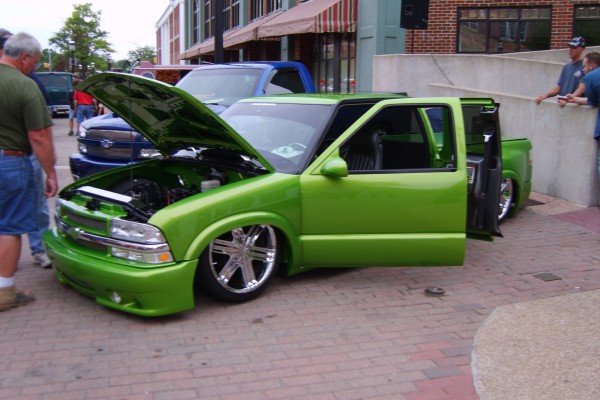 lowered green chevy custom street truck